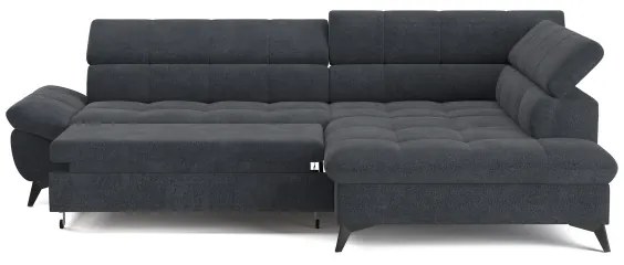 Canapea colțar extensibilă în L MARANO, dreapta, neagră