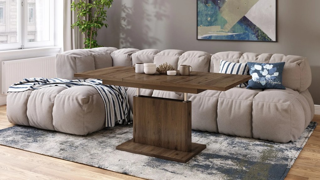 Mazzoni ASTON MINI Nuc Elegant - MĂSUȚĂ DE CAFEA MODERNĂ EXTENSIBILĂ REGLABILĂ PE ÎNĂLȚIME MASĂ TRANSFORMABILĂ