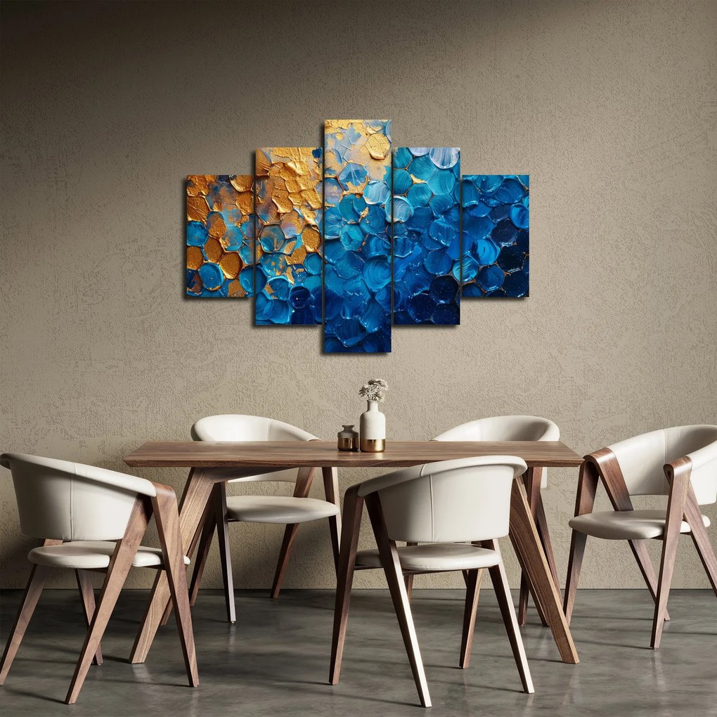 Tablou - Pictura albastru-auriu (150x105 cm)