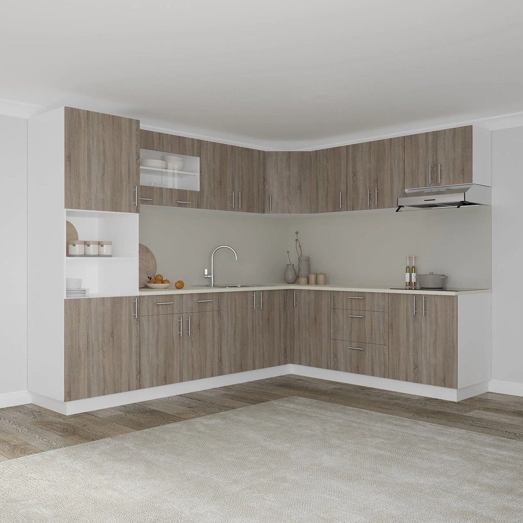Corp Baza Colt Karo, Stejar Somona Inchis/Alb, 98 x 50 x 80 cm