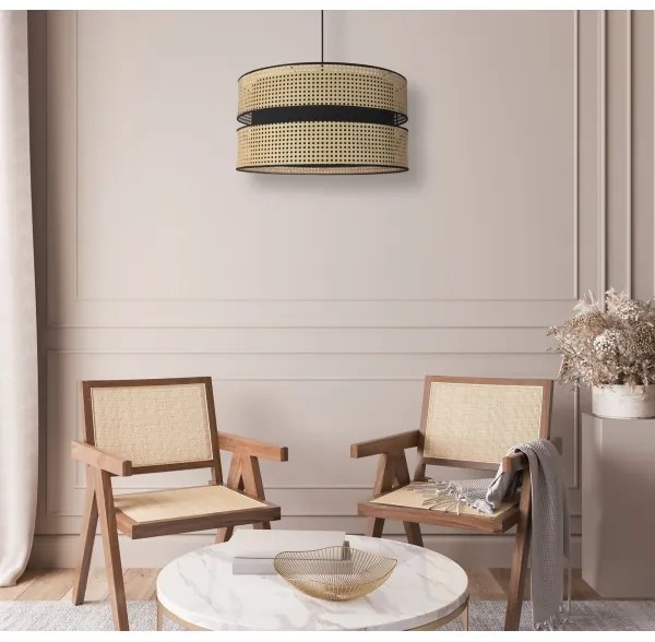 Lustră pe cablu Duolla DUO 1xE27/15W/230V d. 40 cm ratan/negru