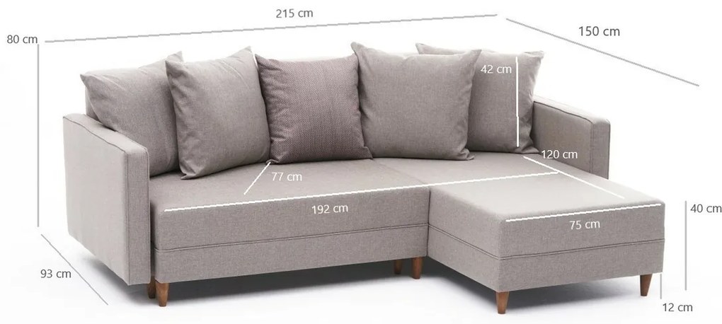 Canapea extensibilă de colț Aydam Right Cream