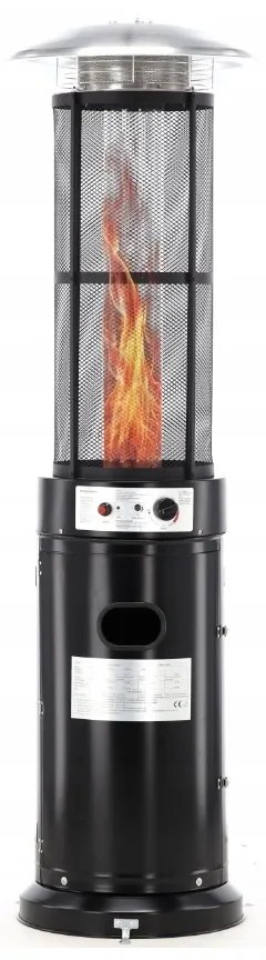Încălzitor de terasă pe gaz cu regulator și manșon de protecție 1,8 m, negru