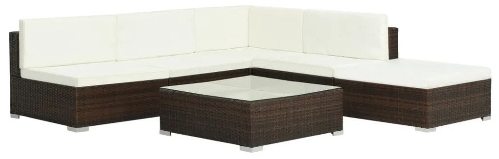 44603 vidaXL Set mobilier de grădină cu perne, 6 piese, maro, poliratan