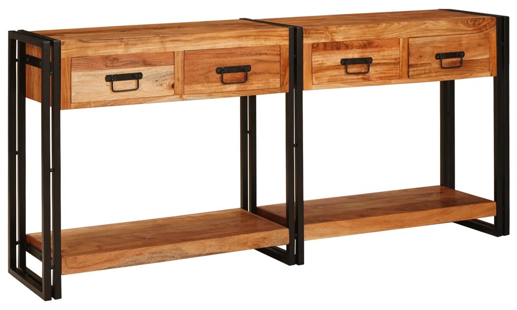 vidaXL Masă Consolă 2 2 pcs Maro 160 x 33 x 75 cm Lemn de Acacia masiv