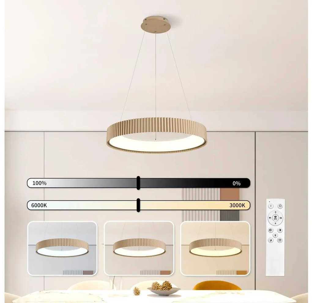 Brilagi - Lustru suspendat pe cablu FALCON MODERN, LED dimabil, 54W/230V, 60 cm, bej + telecomandă