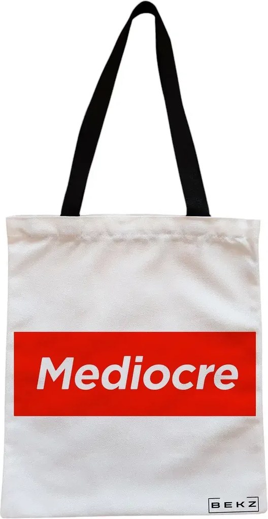Sacosa de Panza pentru Cumparaturi, Geanta Tote, model Mediocre, Cu fermoar, 38x34.5 cm, Alba, BEKZ®