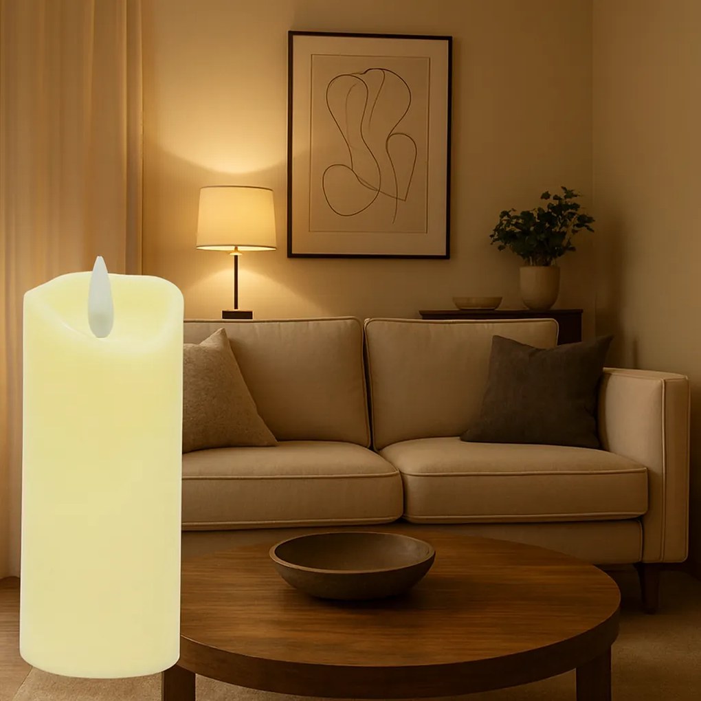 Lumanare cu LED pe coloana RUHHY 12,5 cm bej