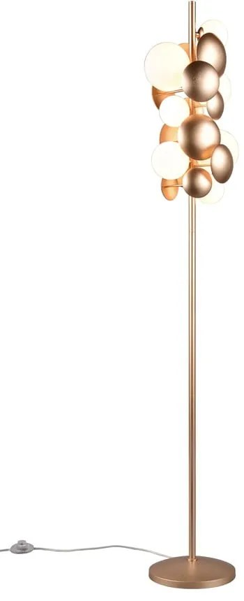 Lampadar alb-auriu cu abajur din sticlă (înălțime 155 cm) Bubble – Trio Select