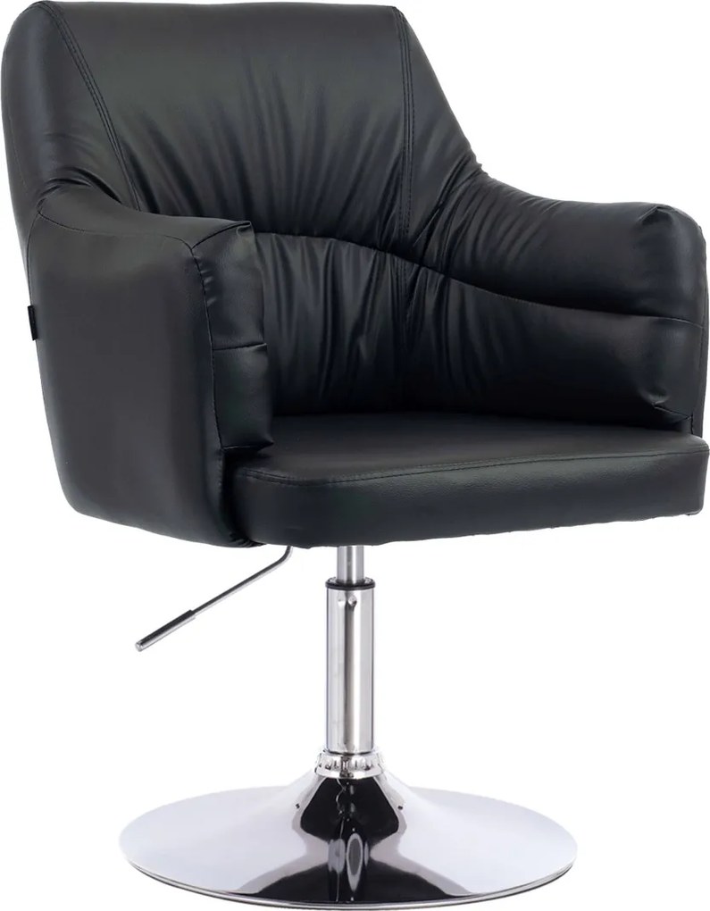 HR840N Scaun Negru Piele Ecologica cu Bază Cromata