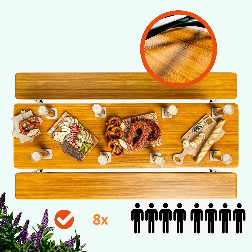 Set de masă pentru bere KLASIK, 170cm, maro natural Casaria