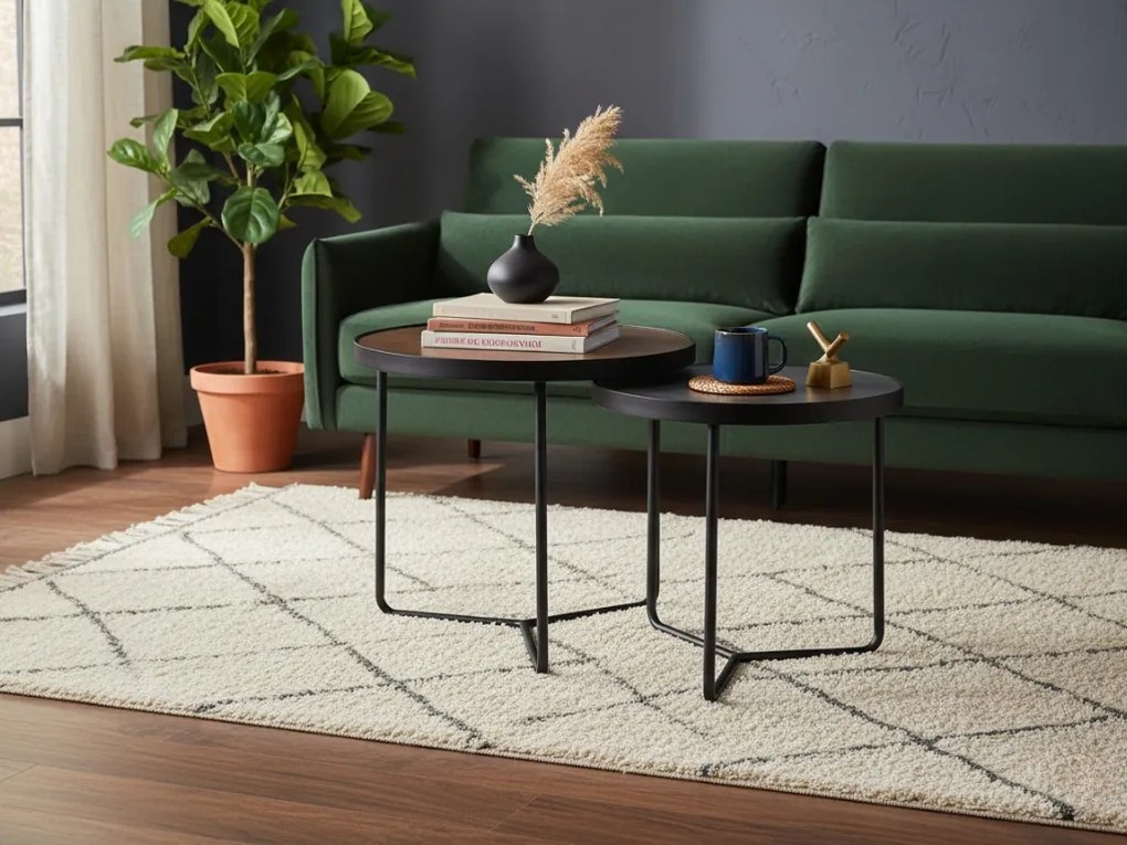 Mese de depozitare PENELOPE set 2 buc Ø 50 cm, maro/negru