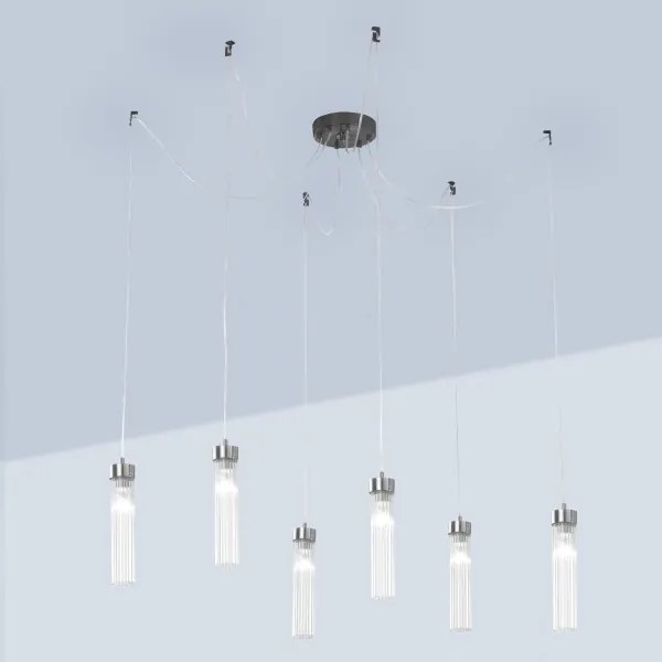 Lustră pe cablu Kolarz 6009.30660 RAGGIO 6xE14/25W/230V crom mat