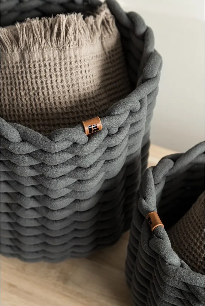 Coș de depozitare din material textil ø 21x17 cm Peach Skin Round S – Bigso