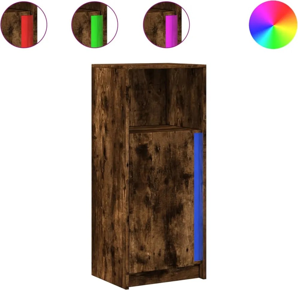 vidaXL Dulap cu LED, stejar fumuriu, 42,5x34x100 cm, lemn prelucrat