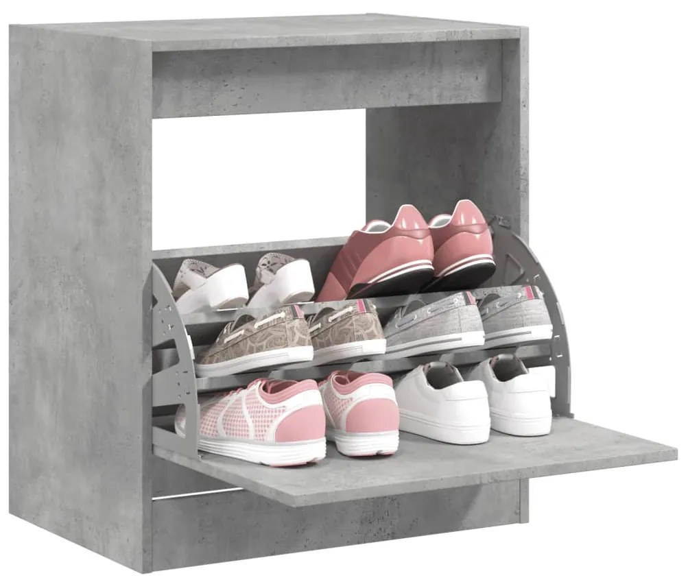 vidaXL Pantofar, gri beton, 60x42x69 cm, lemn compozit