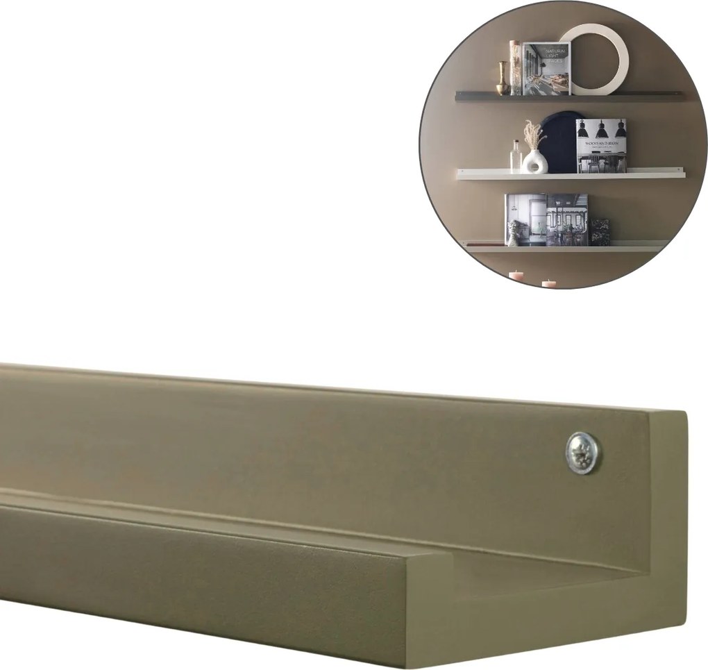 Polita de perete pentru tablouri FOTOPLANK 120 cm, olive