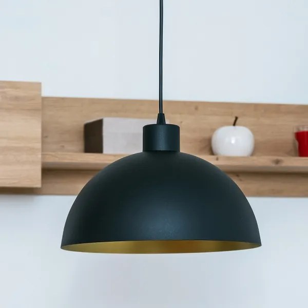 Lustră pe cablu VESPER, 1x E27/15W/230 V, Ø 30 cm, negru/auriu