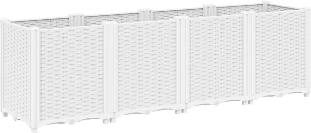 vidaXL Jardinieră de grădină, alb, 160x40x53 cm, PP