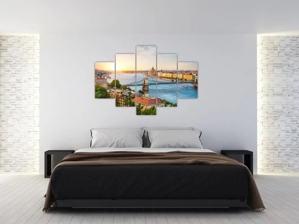 Tablou cu orașul Budapesta și râu (150x105 cm)