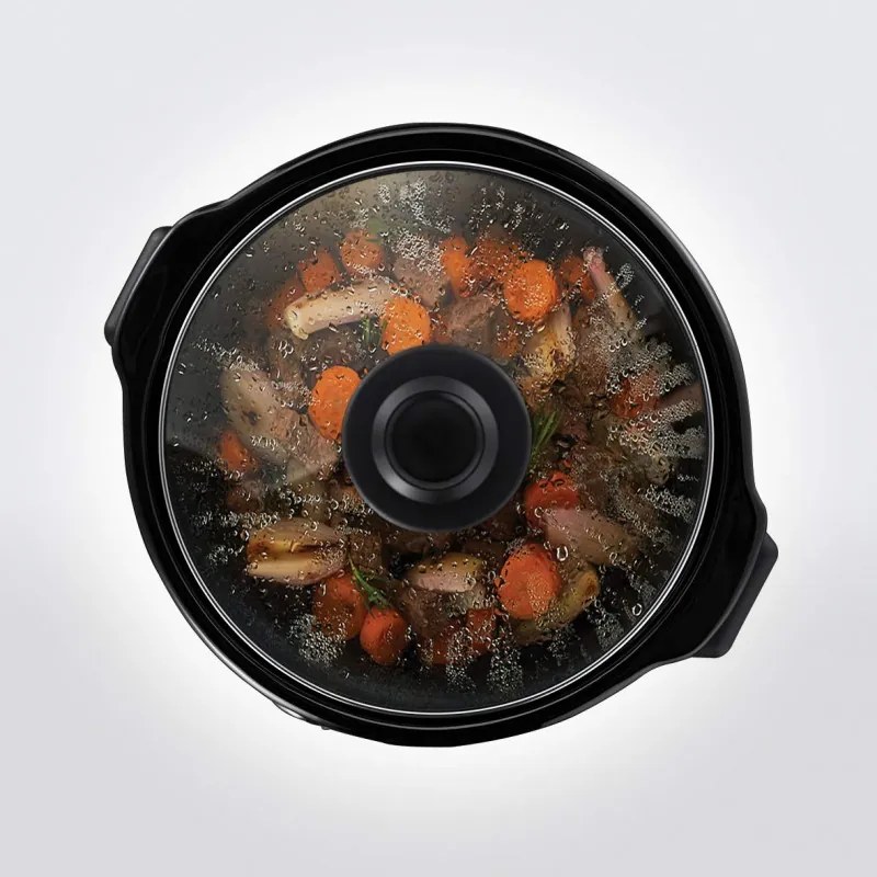 Russell Hobbs Compact Home Slow Cooker 25570-56, 145W, 2L, 3 setări de temperatură, vase ceramice, fără BPA și PFAS, negru/inox