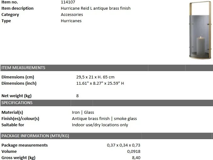 Suport lumanare design LUX Reid L alama 114107 HZ