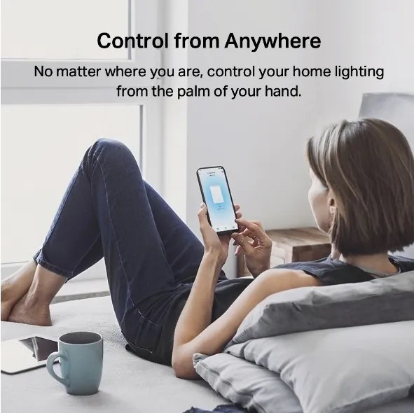TP-Link - Întrerupător inteligent dublu pentru iluminat, Wi‑Fi, alimentat cu 2 baterii AAA
