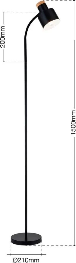 Lampa de podea cu spot directionabil Gili negru mat