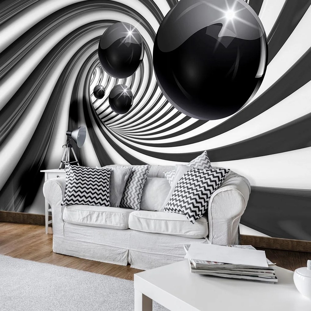 Fototapet - 3D tunel alb negru (152,5x104 cm)
