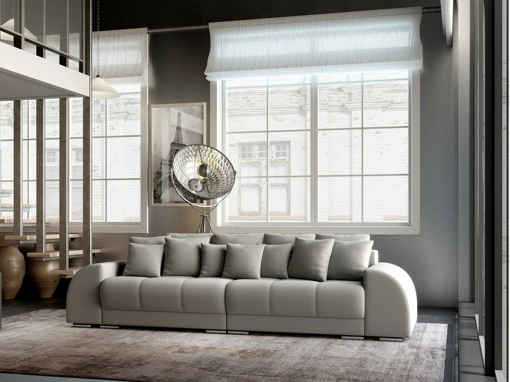Canapea extensibilă dumonde cu 2 lăzi de depozitare si sezut confortabil din spuma high-density, Verona Royal Grey 310x100 cm