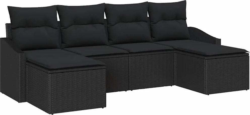 vidaXL Set de masă pentru grădină cu pernă cu depozitare 6 pcs Negru