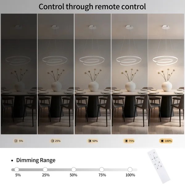 Brilagi-LED Lustru dimabil pe cablu TWISTER LED/48W/230V Ø 50 cm alb + telecomandă