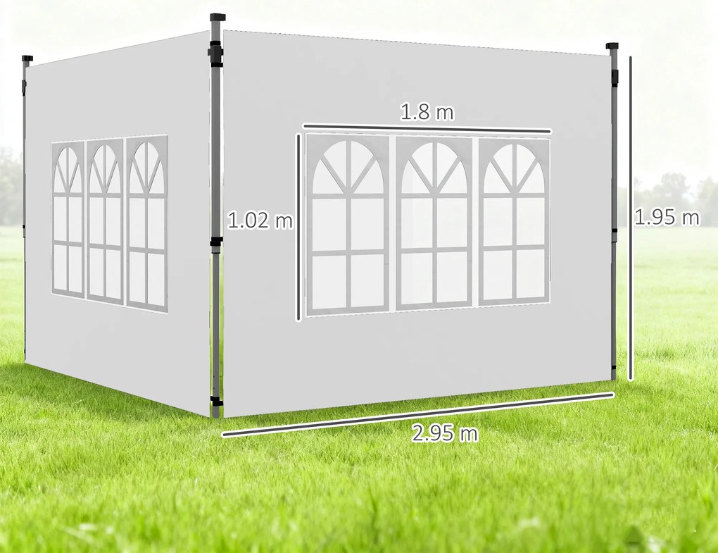 Outsunny Panouri Laterale pentru Foisor cu Fereastra pentru Foisor Pliabil de 3x3(m) sau 3x4m, 2 Bucati de Rezerva Laterale, Alb | Aosom Romania