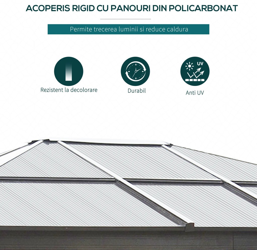 Outsunny Pavilion de Lux din Aluminiu Cort pentru Gradina 3x3.6x2.65m