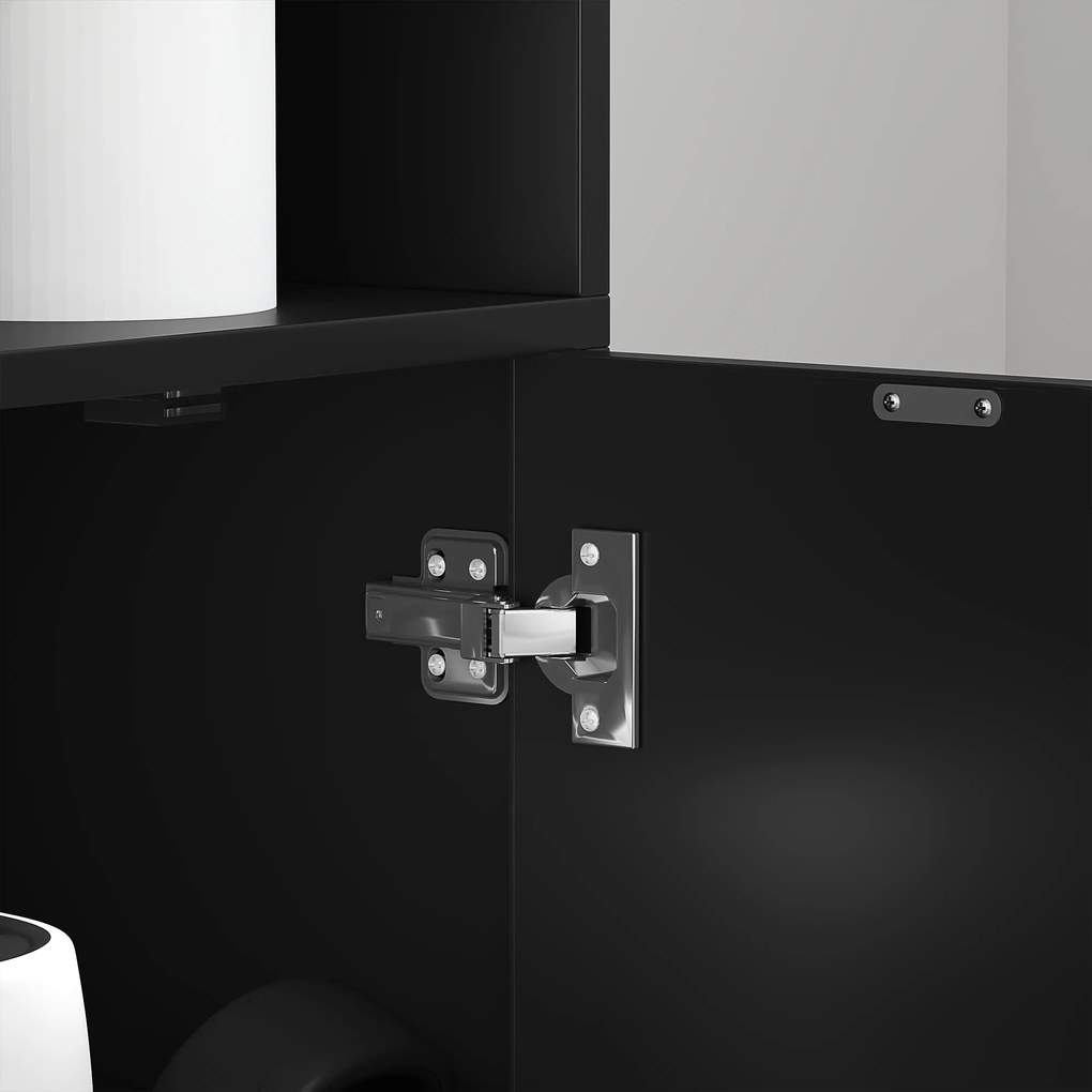 HOMCOM Bibliotecă Dulap pentru cărți cu 4 compartimente deschise și 2 uși pentru sufragerie și birou 59x29x180 cm Negru | Aosom Romania