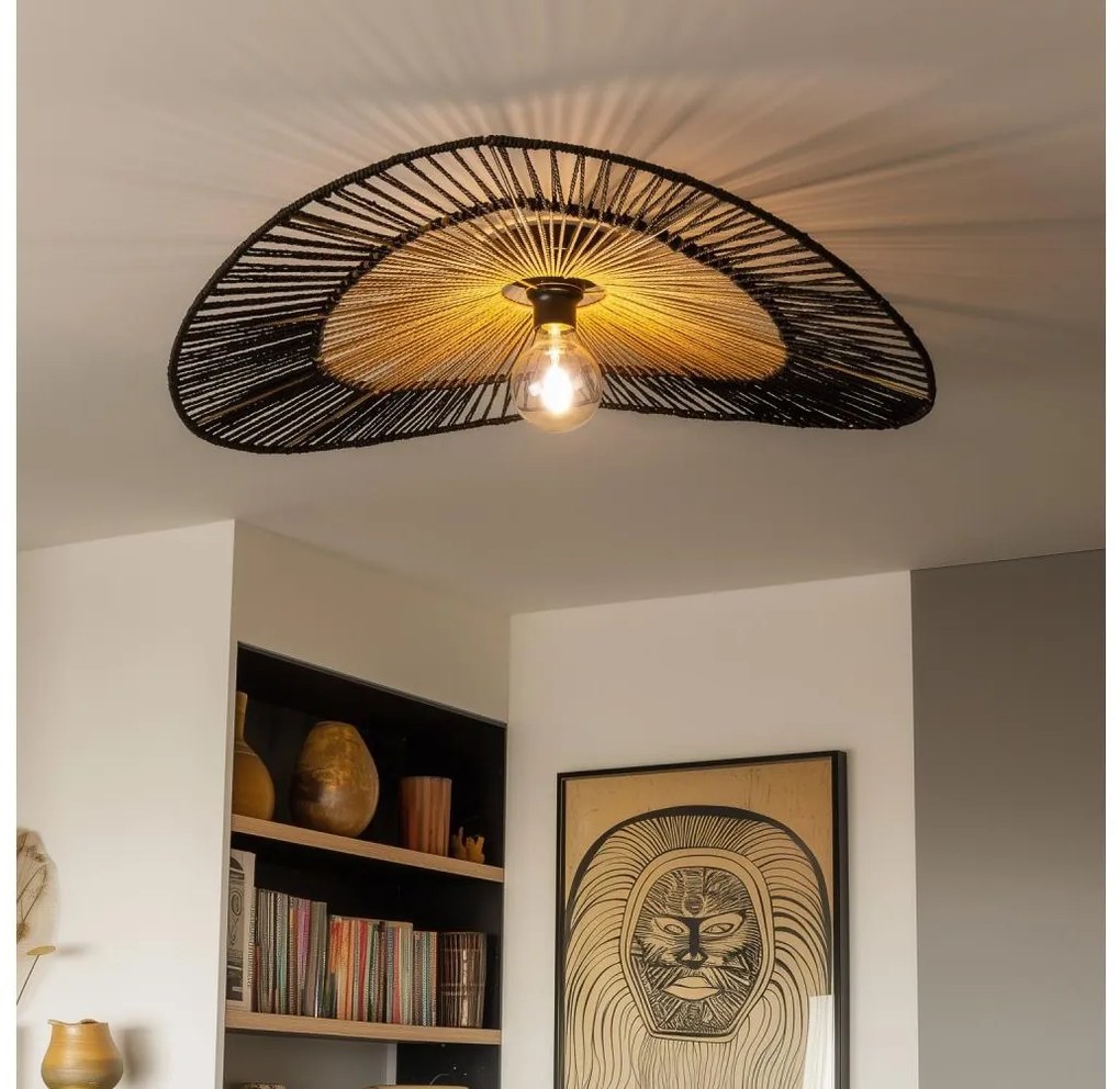 Brilagi - Lustră aplicată LED CERIA BOHO 1x E27/40W/230V Ø 50 cm negru/maro