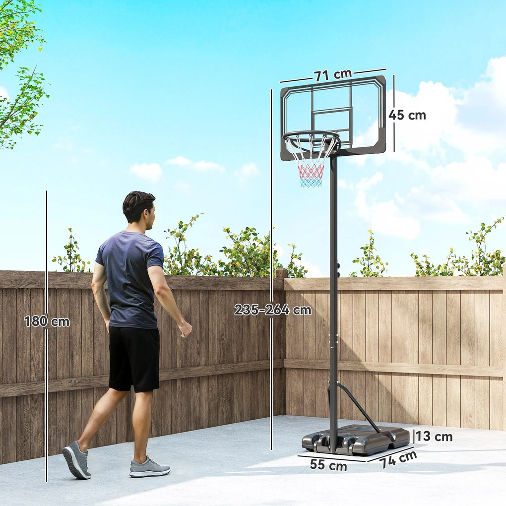 SPORTNOW Cos pentru baschet cu inaltime reglabila, 182-213 cm, Negru