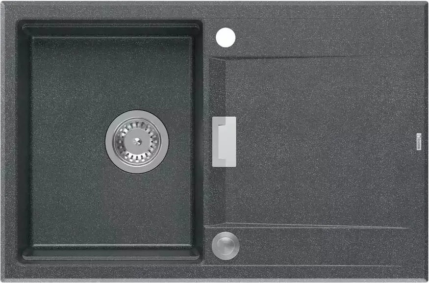 Chiuveta compozit incastrata Quadron Unique Oven negru diamant - inox 76x50 cm