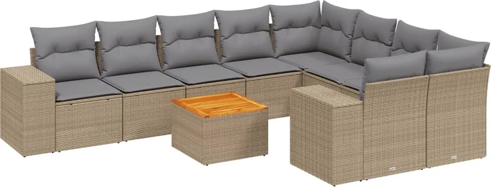 vidaXL Set canapele de grădină cu perne, 10 piese, bej, poliratan