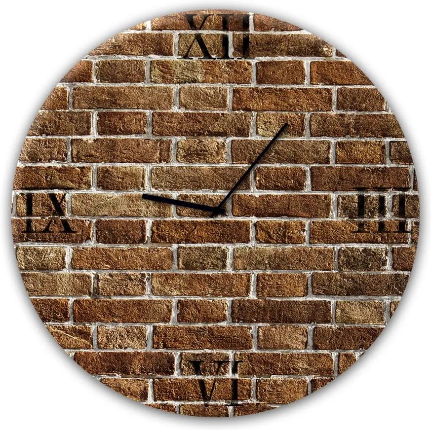 Ceas de perete Styler Glassclock Red Brick, ⌀ 30 cm