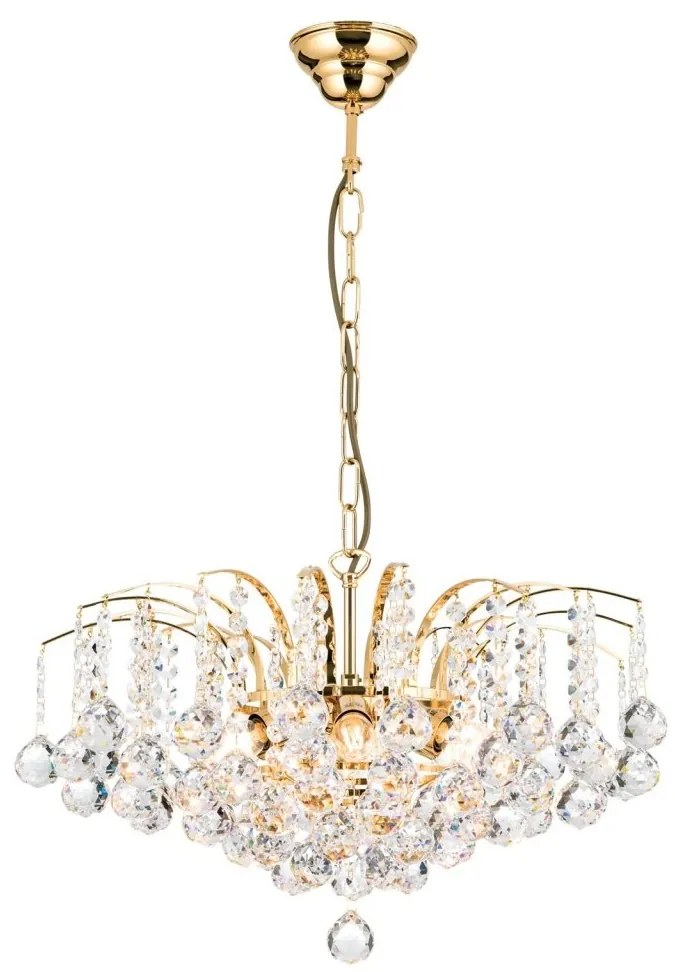 Candelabru cristal Asfour design lux KRISTALL KLASSISCH 6L gold/clear