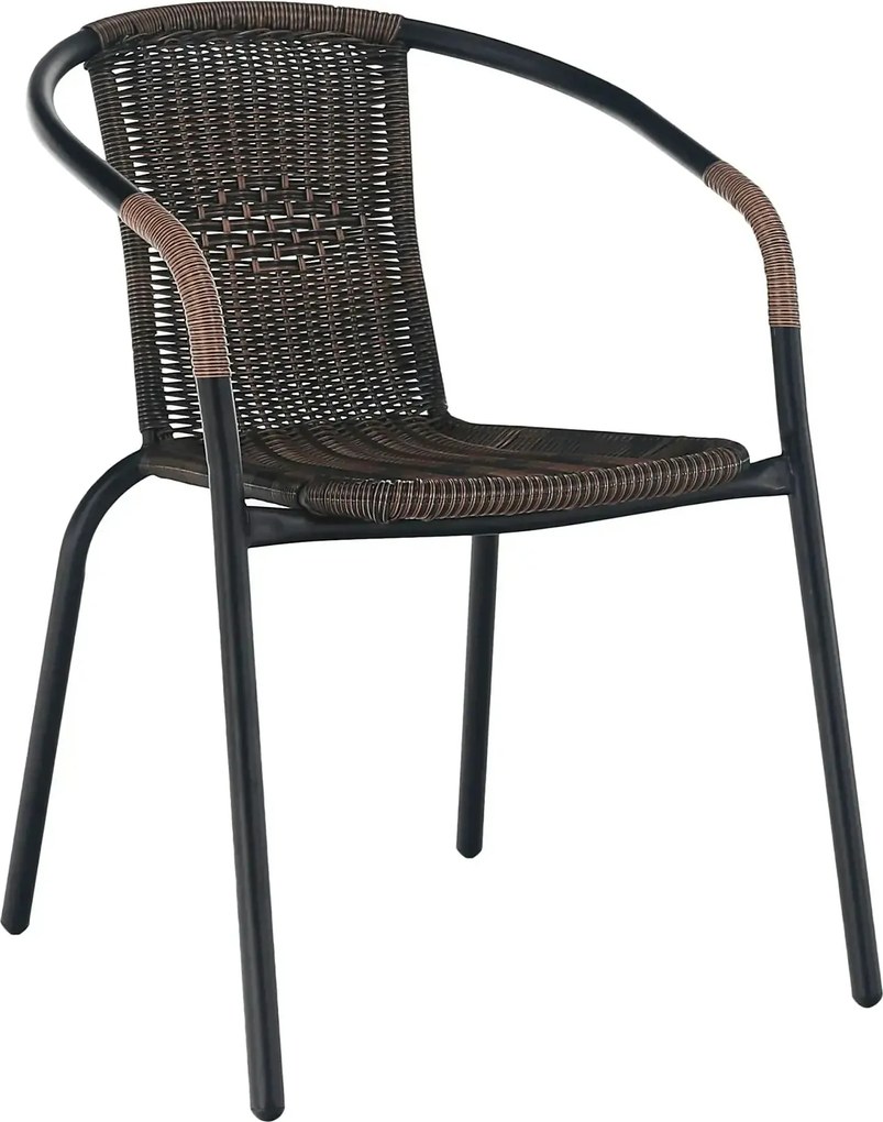 Scaun DOREN, maro/negru, rattan sintetic/metal, 53x63x72 cm