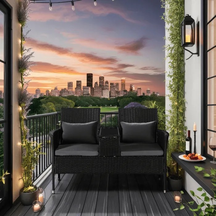 JAKS Mobilier din ratan negru Kent
