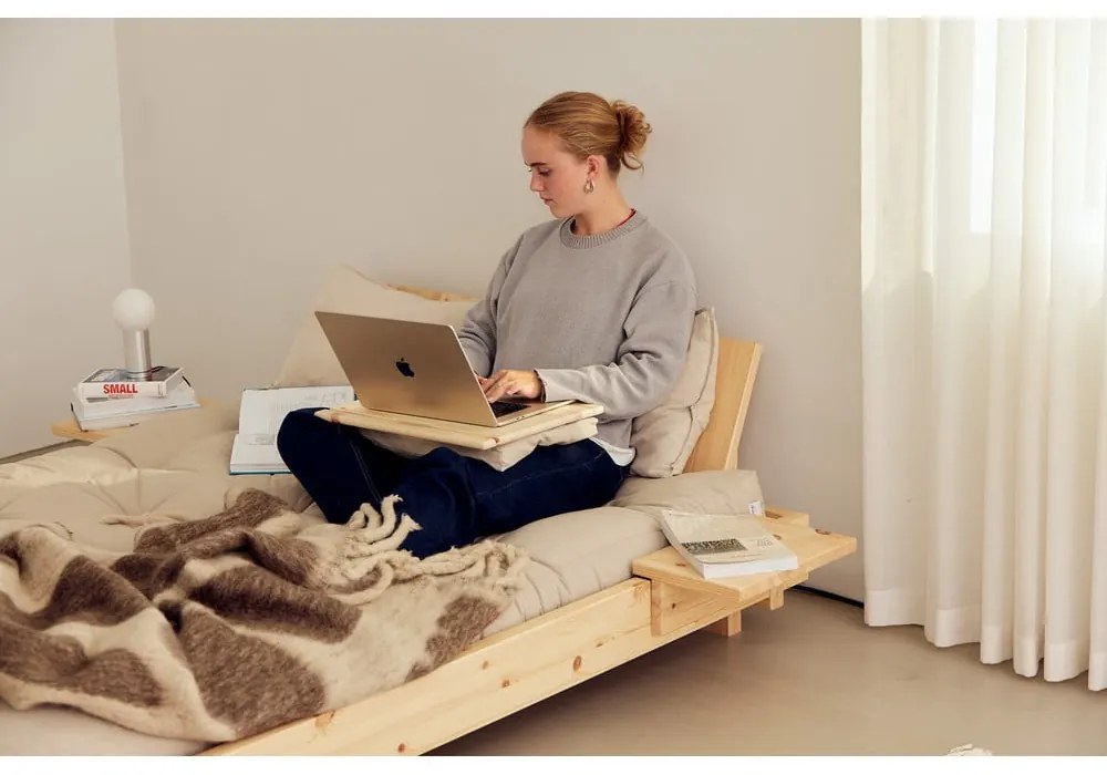 Pat matrimonial maro din lemn de pin cu somieră 160x200 cm Social – Karup Design