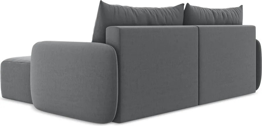 Colțar gri extensibil/cu spațiu de depozitare cu tapițerie din catifea (cu colț pe partea dreaptă/cu șezlong) Kalena – Makamii