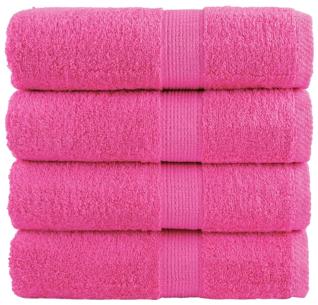 vidaXL Prosoape oaspeți premium SOLUND 4 buc. roz 30x50 cm 600 gsm