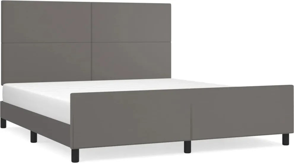 vidaXL Cadru de pat cu tăblie, gri, 160x200 cm, piele ecologică