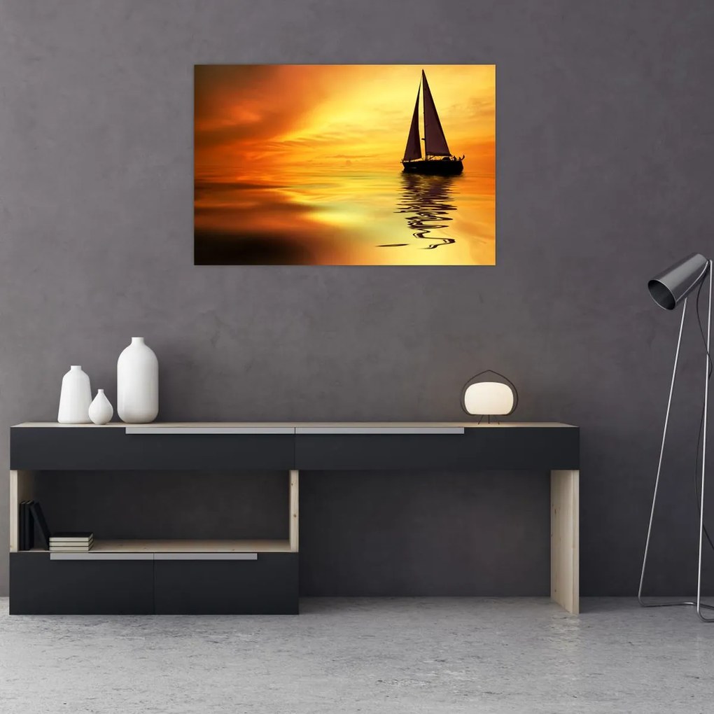 Tablou - Sailboat la apus de soare (90x60 cm)