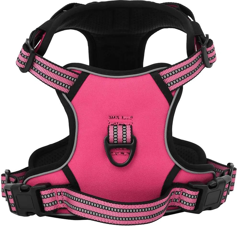 vidaXL Ham pentru câini cu dungi reflectorizante reglabil, roz, XL