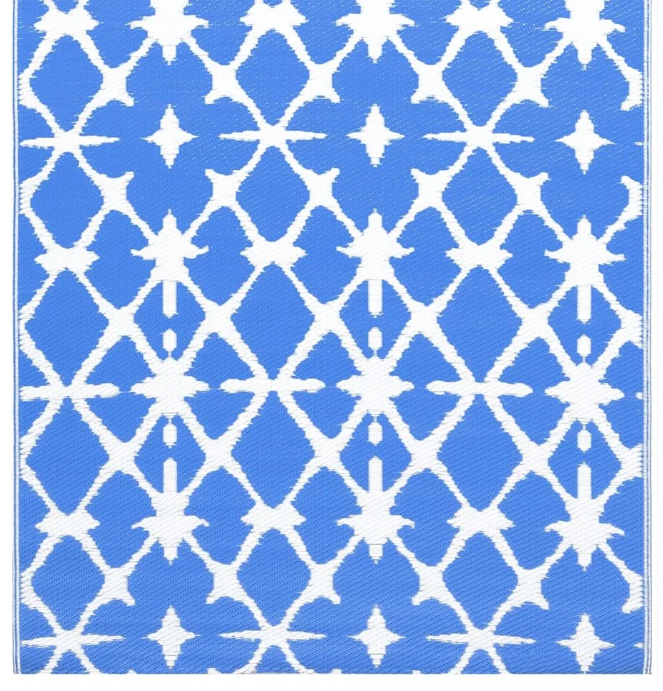 Covor de exterior, albastru si alb, 190x290 cm, PP Albastru si alb, 190 x 290 cm